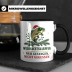 Karpfen Tasse Weihnachtskarpfen nur gefangen nicht gegessen  – Schwarz [farbe:schwarz]