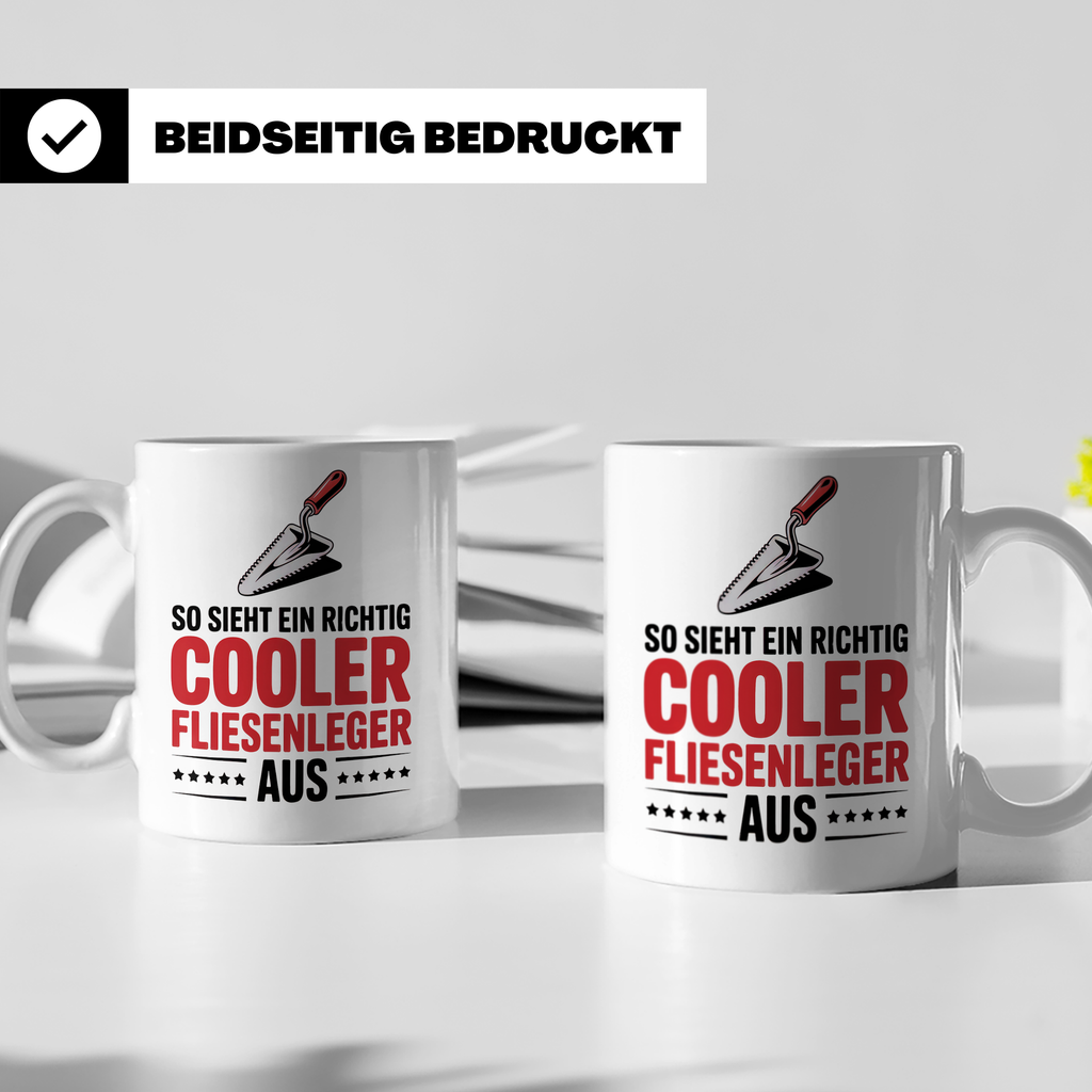 Fliesenleger Tasse - So sieht ein cooler Fliesenleger aus! G – Weiß [farbe:weiß]