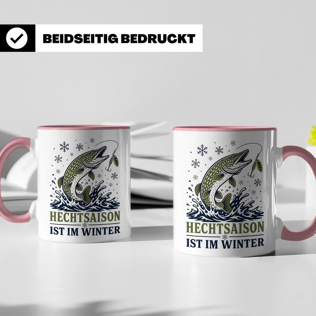 Hecht Tasse Hechtsaison ist im Winter - Geschenk für Hechtan – Rosa [farbe:rosa]
