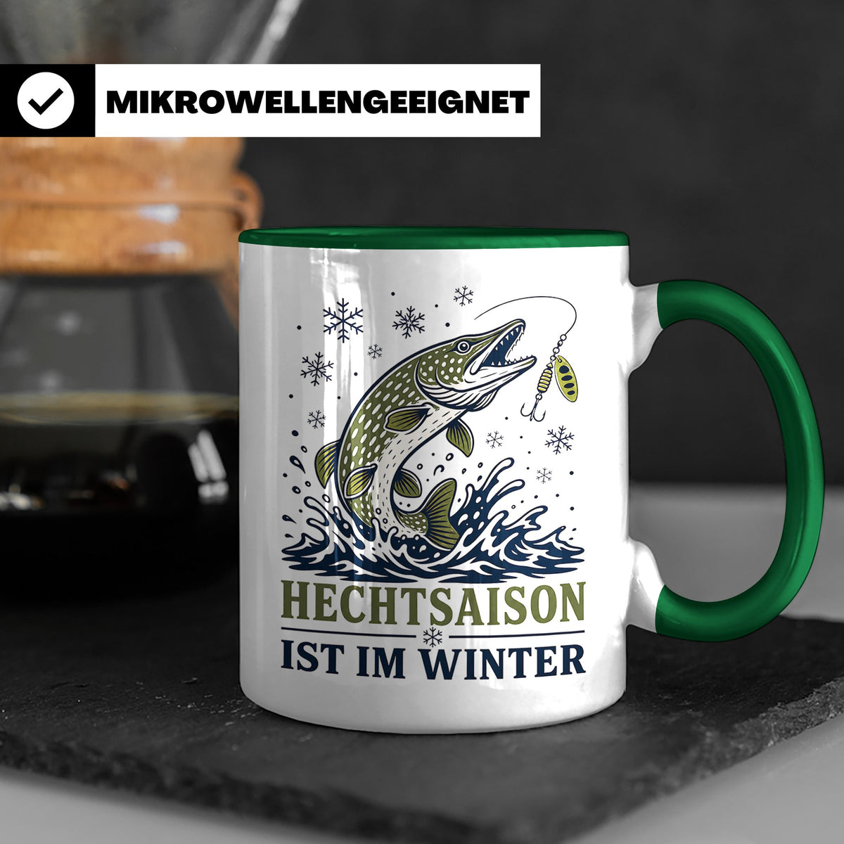 Hecht Tasse Hechtsaison ist im Winter - Geschenk für Hechtan – Grün [farbe:grün]