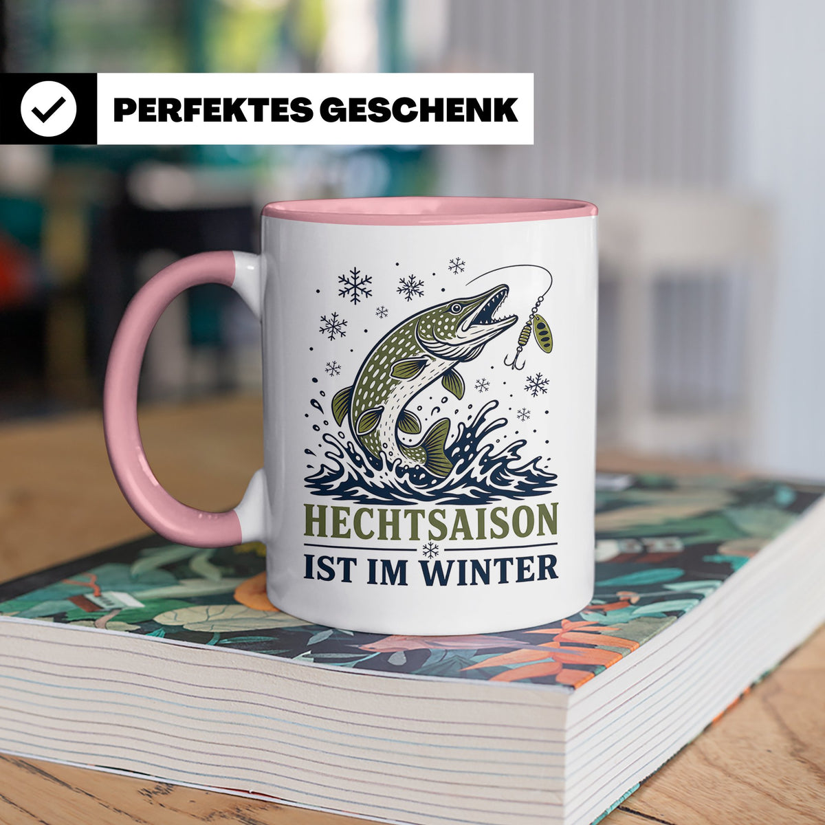 Hecht Tasse Hechtsaison ist im Winter - Geschenk für Hechtan – Rosa [farbe:rosa]