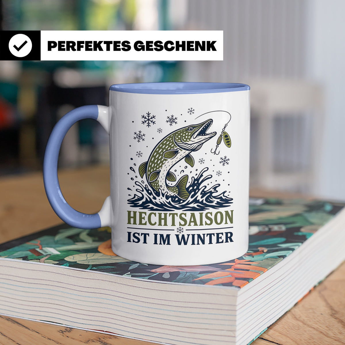 Hecht Tasse Hechtsaison ist im Winter - Geschenk für Hechtan – Blau [farbe:blau]