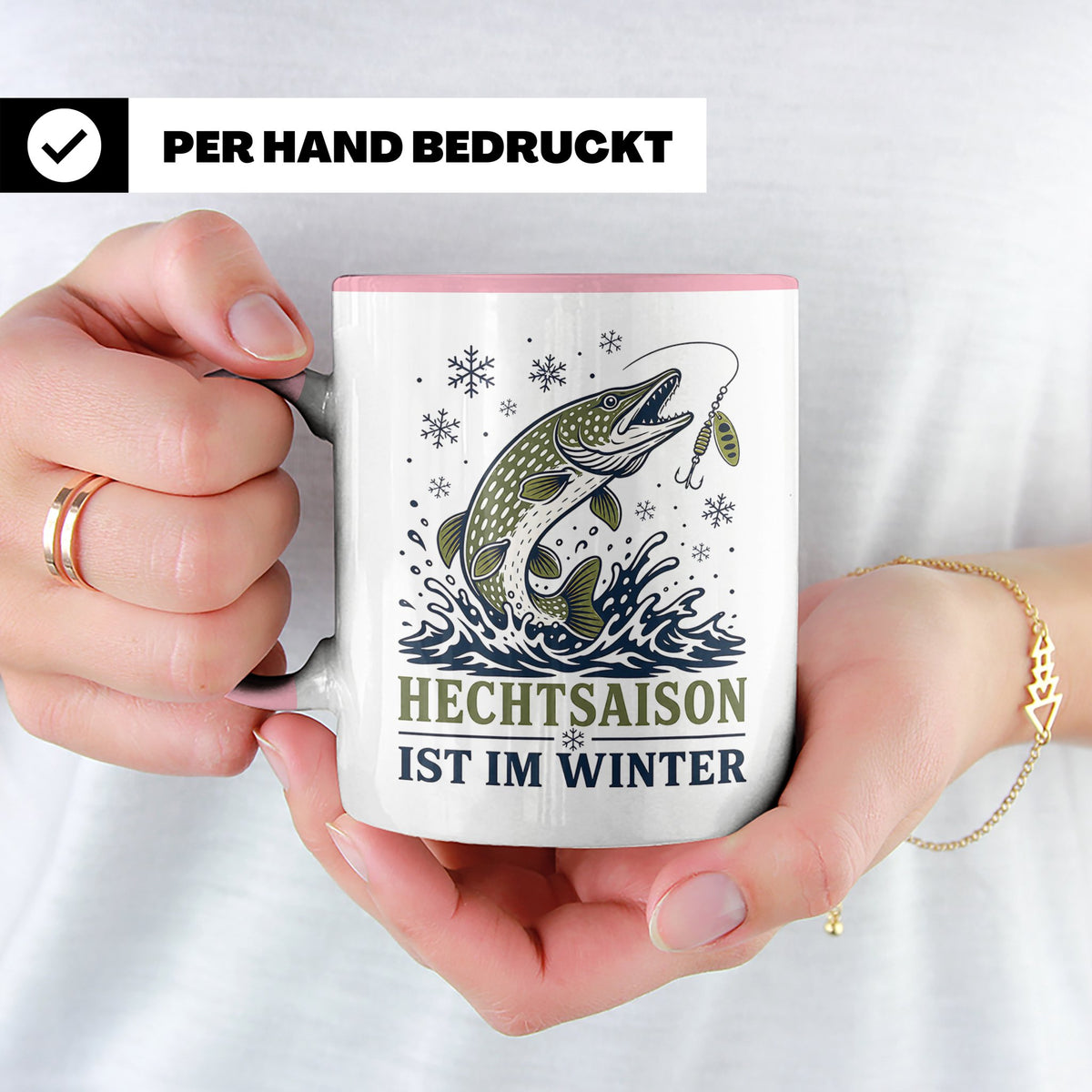 Hecht Tasse Hechtsaison ist im Winter - Geschenk für Hechtan – Rosa [farbe:rosa]