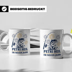 Angler Tasse Petri Heil im neuen Jahr - Geschenk für Angler  – Weiß [farbe:weiß]