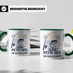 Angler Tasse Petri Heil im neuen Jahr - Geschenk für Angler  – Grün [farbe:grün]