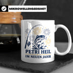 Angler Tasse Petri Heil im neuen Jahr - Geschenk für Angler  – Weiß [farbe:weiß]