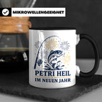 Angler Tasse Petri Heil im neuen Jahr - Geschenk für Angler  – Schwarz [farbe:schwarz]