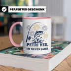 Angler Tasse Petri Heil im neuen Jahr - Geschenk für Angler  – Rosa [farbe:rosa]