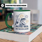Angler Tasse Petri Heil im neuen Jahr - Geschenk für Angler  – Grün [farbe:grün]