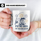 Angler Tasse Petri Heil im neuen Jahr - Geschenk für Angler  – Weiß [farbe:weiß]