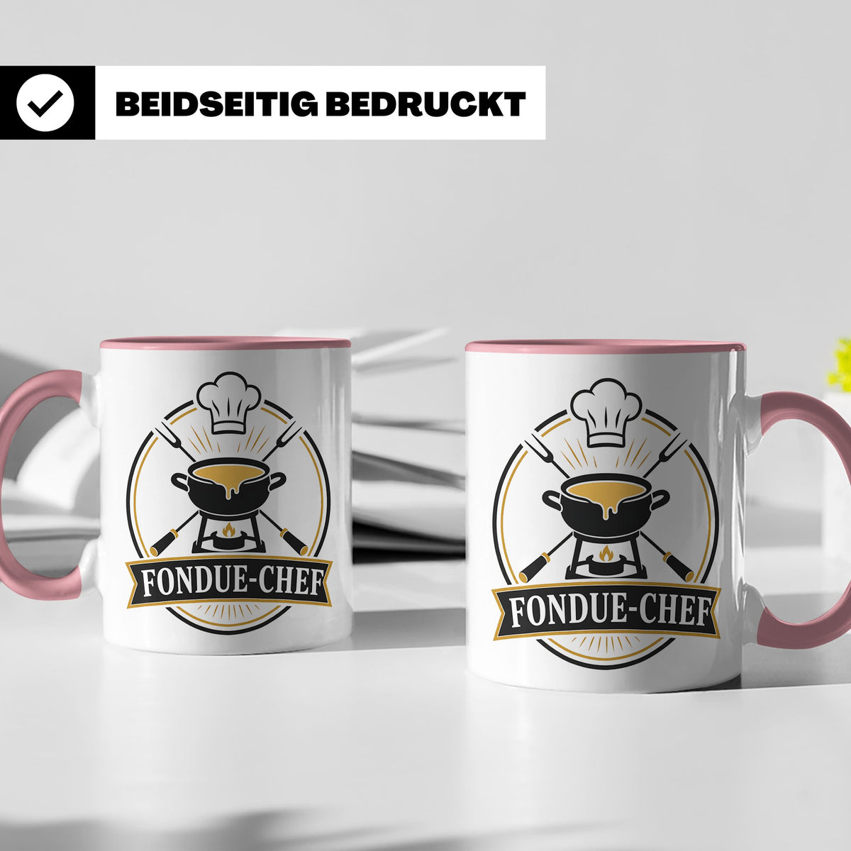 Fondue Tasse Fondue-Chef - Lustiges Geschenk für Gastgeber P – Rosa [farbe:rosa]
