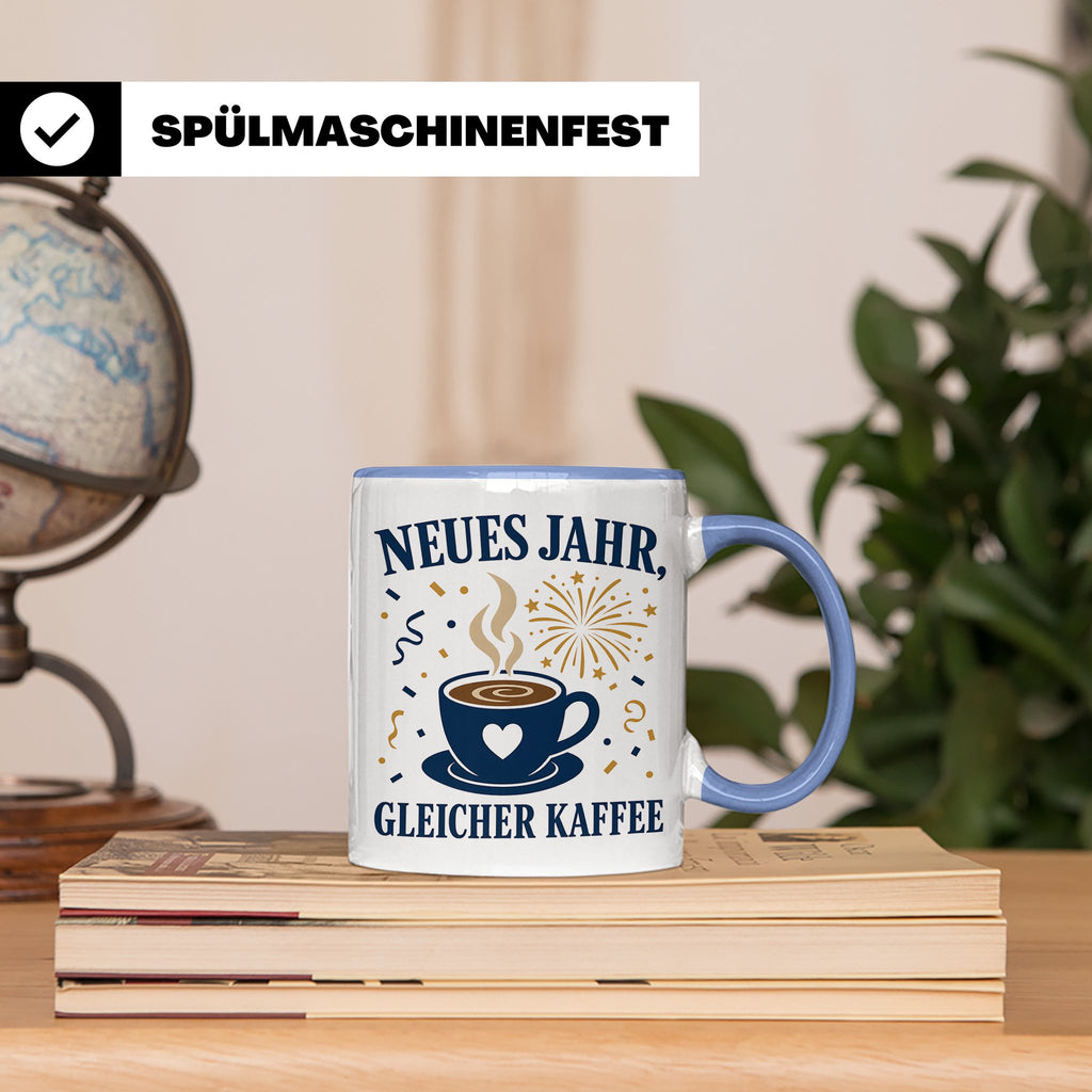 Neujahr Tasse Neues Jahr gleicher Kaffee - Lustiges Geschenk – Blau [farbe:blau]