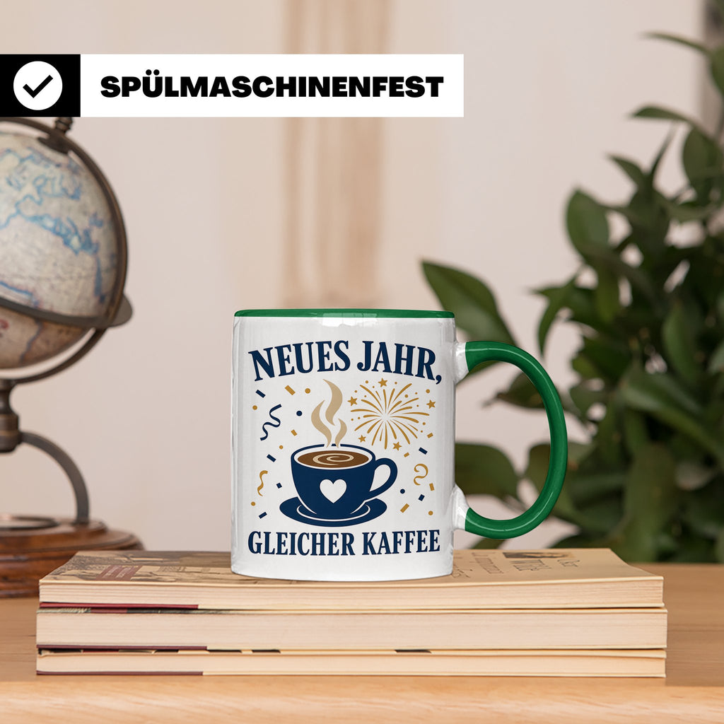 Neujahr Tasse Neues Jahr gleicher Kaffee - Lustiges Geschenk – Grün [farbe:grün]