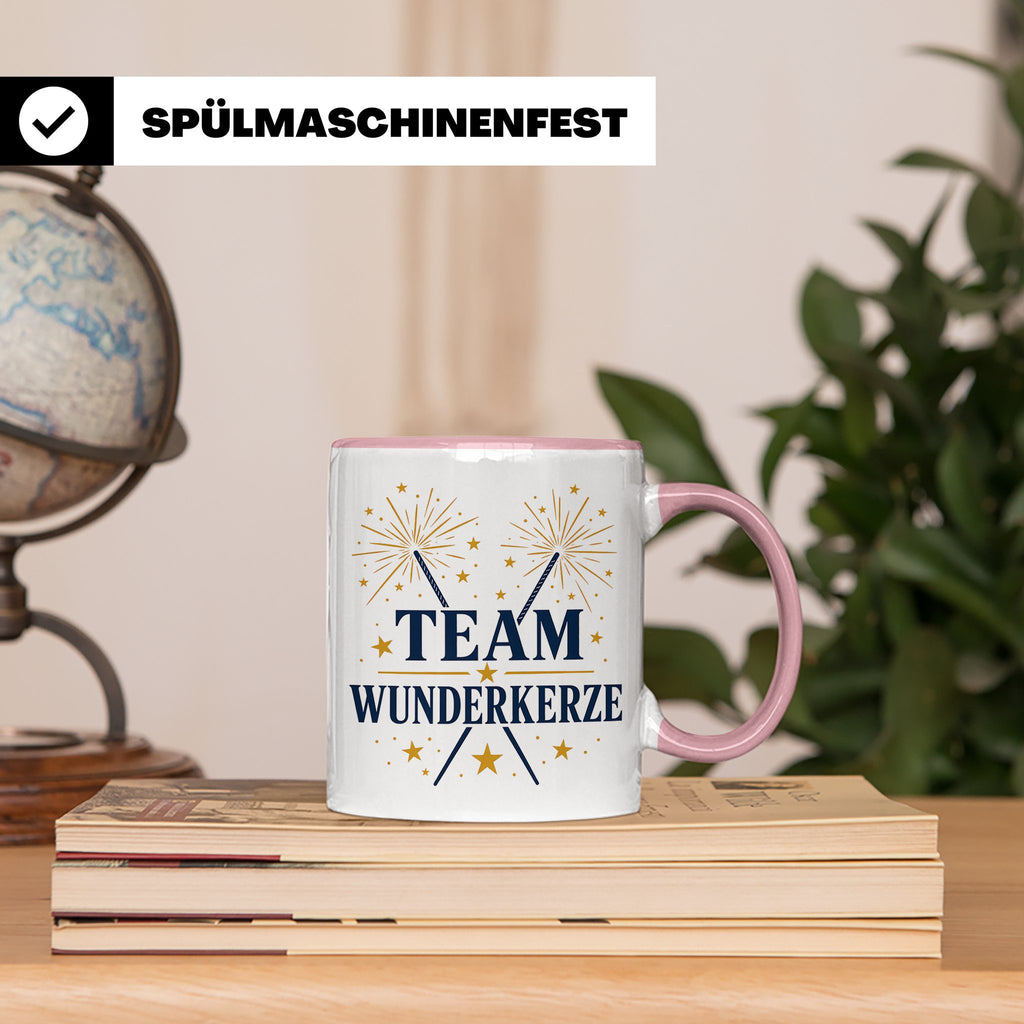 Silvester Tasse Team Wunderkerze - Geschenk für Familie Freu – Rosa [farbe:rosa]