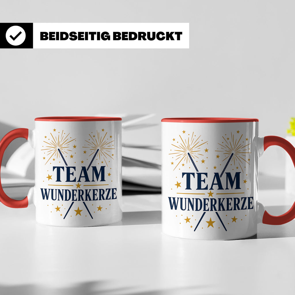 Silvester Tasse Team Wunderkerze - Geschenk für Familie Freu – Rot [farbe:rot]