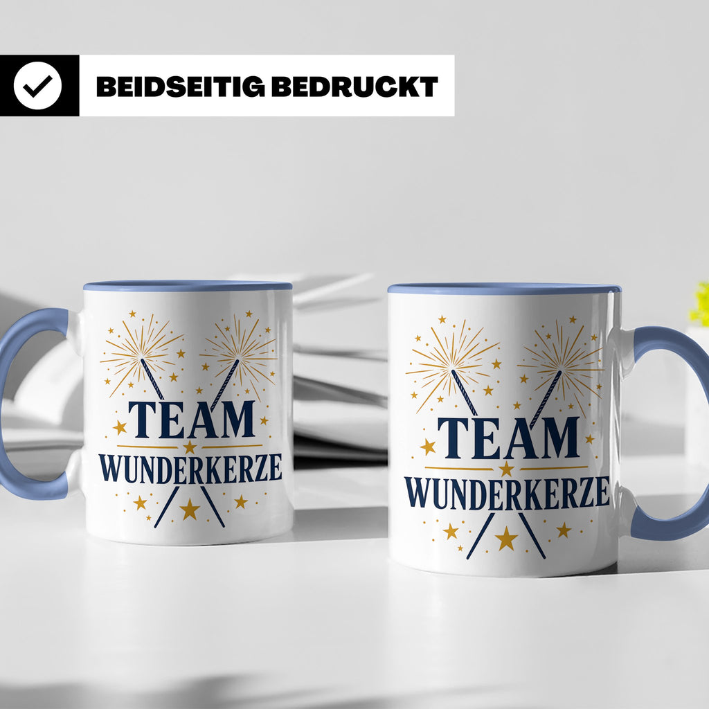 Silvester Tasse Team Wunderkerze - Geschenk für Familie Freu – Blau [farbe:blau]