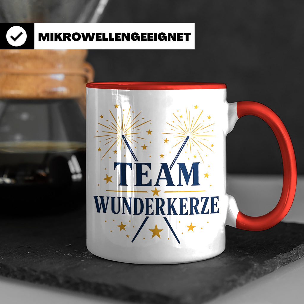 Silvester Tasse Team Wunderkerze - Geschenk für Familie Freu – Rot [farbe:rot]