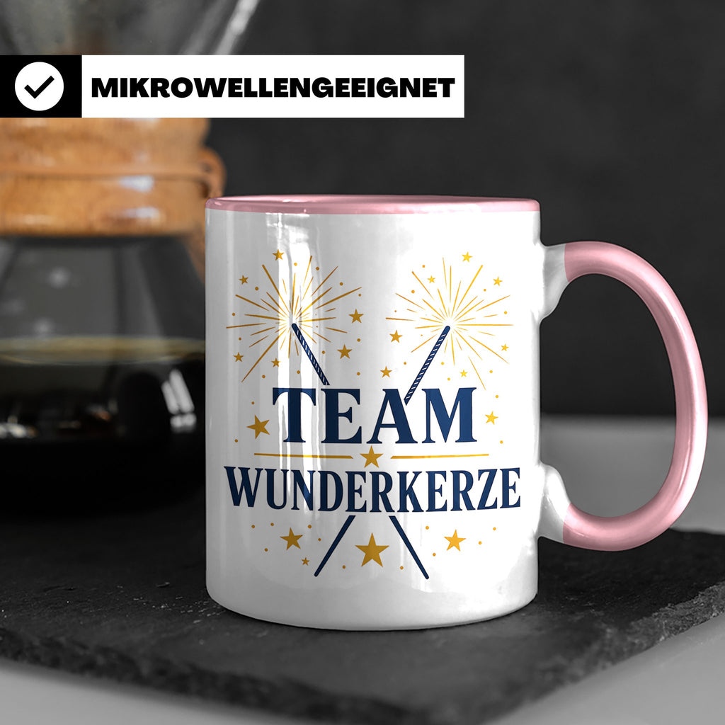 Silvester Tasse Team Wunderkerze - Geschenk für Familie Freu – Rosa [farbe:rosa]