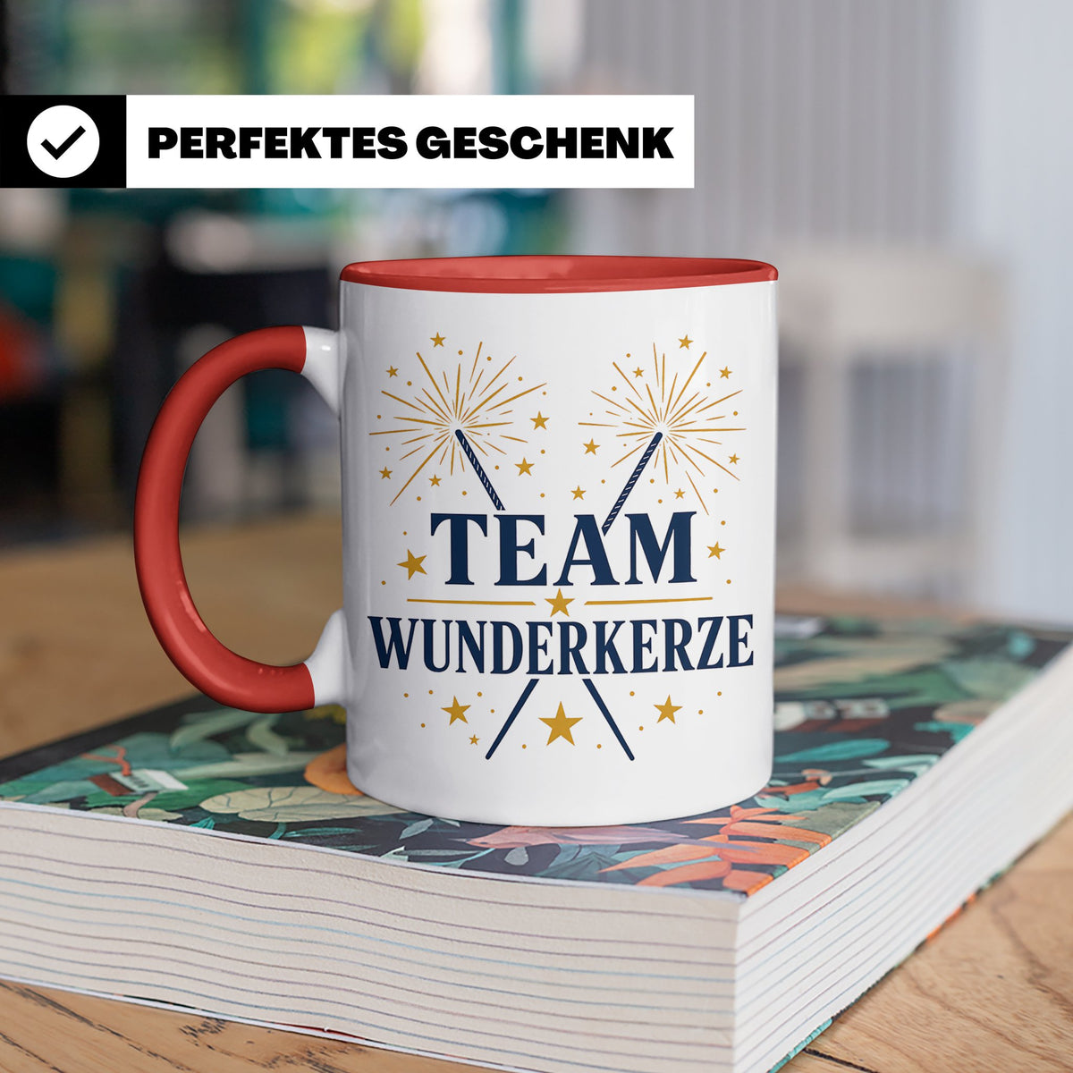 Silvester Tasse Team Wunderkerze - Geschenk für Familie Freu – Rot [farbe:rot]