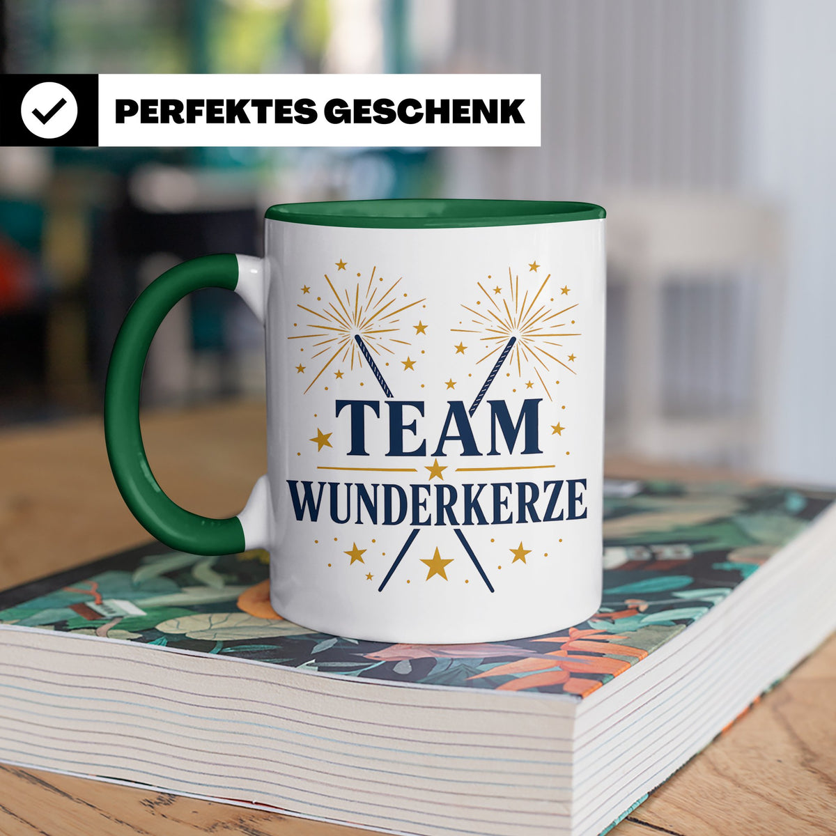 Silvester Tasse Team Wunderkerze - Geschenk für Familie Freu – Grün [farbe:grün]