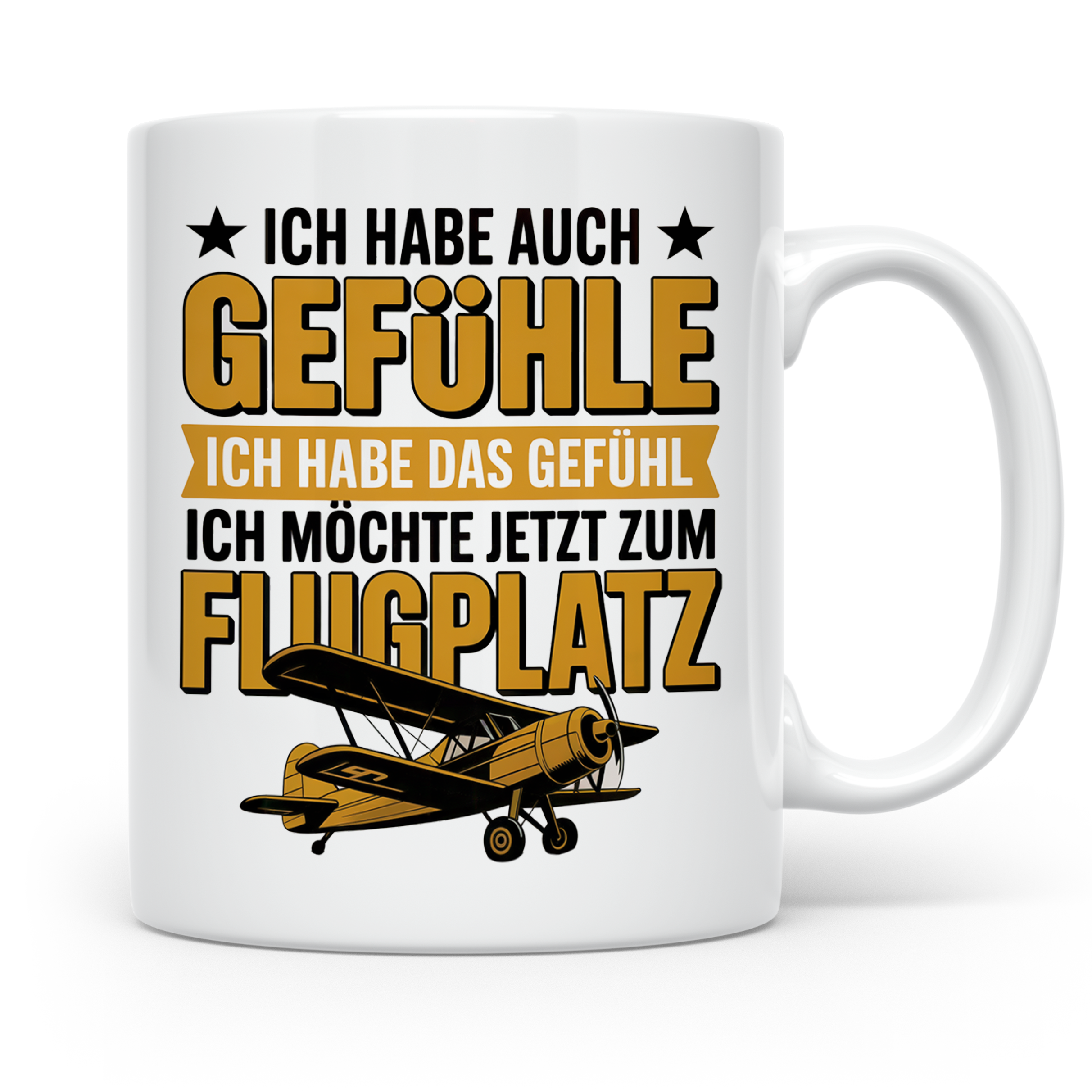 Flugzeug Tasse - Ich habe auch Gefühle Flugplatz Geschenkide – Weiß [farbe:weiß]