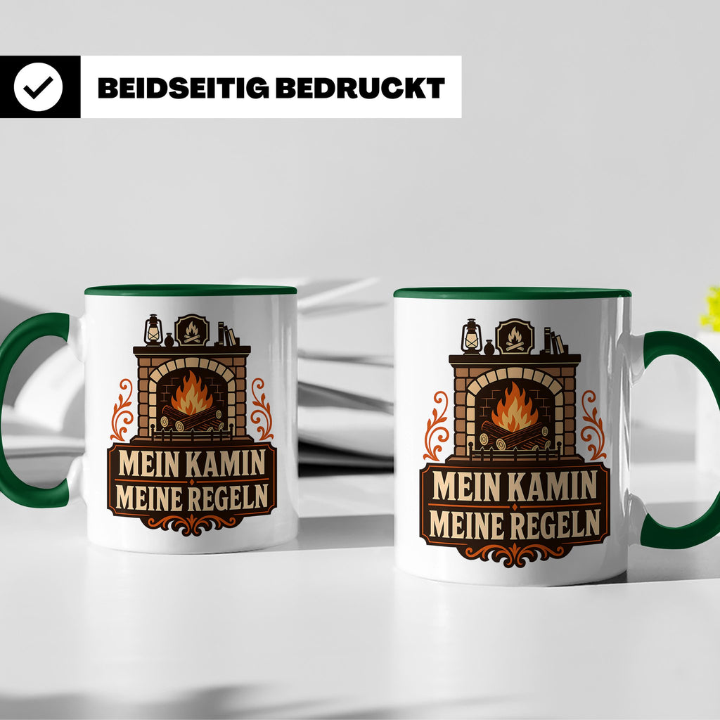 Kamin Tasse Mein Kamin meine Regeln - Lustiges Geschenk für  – Grün [farbe:grün]
