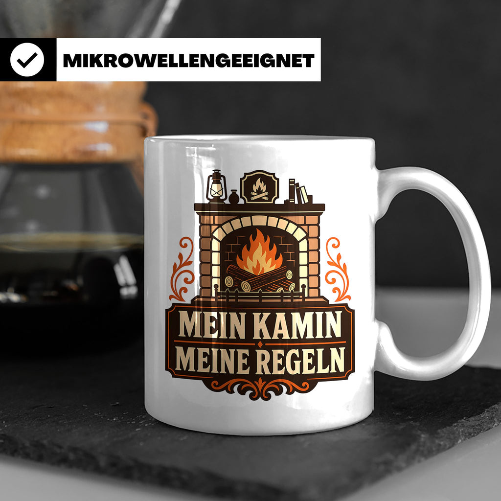 Kamin Tasse Mein Kamin meine Regeln - Lustiges Geschenk für  – Weiß [farbe:weiß]