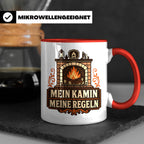Kamin Tasse Mein Kamin meine Regeln - Lustiges Geschenk für  – Rot [farbe:rot]