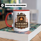 Kamin Tasse Mein Kamin meine Regeln - Lustiges Geschenk für  – Rot [farbe:rot]
