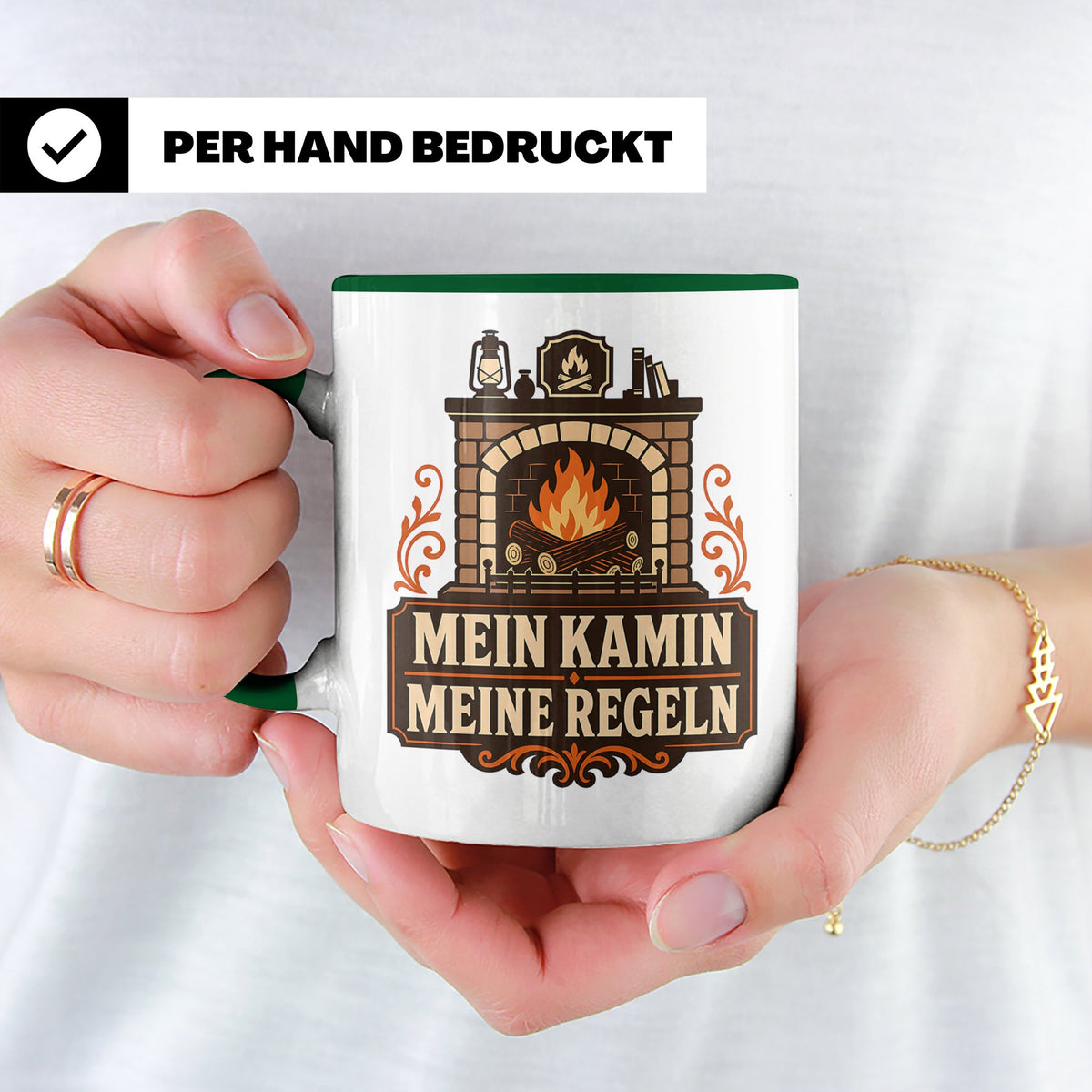 Kamin Tasse Mein Kamin meine Regeln - Lustiges Geschenk für  – Grün [farbe:grün]