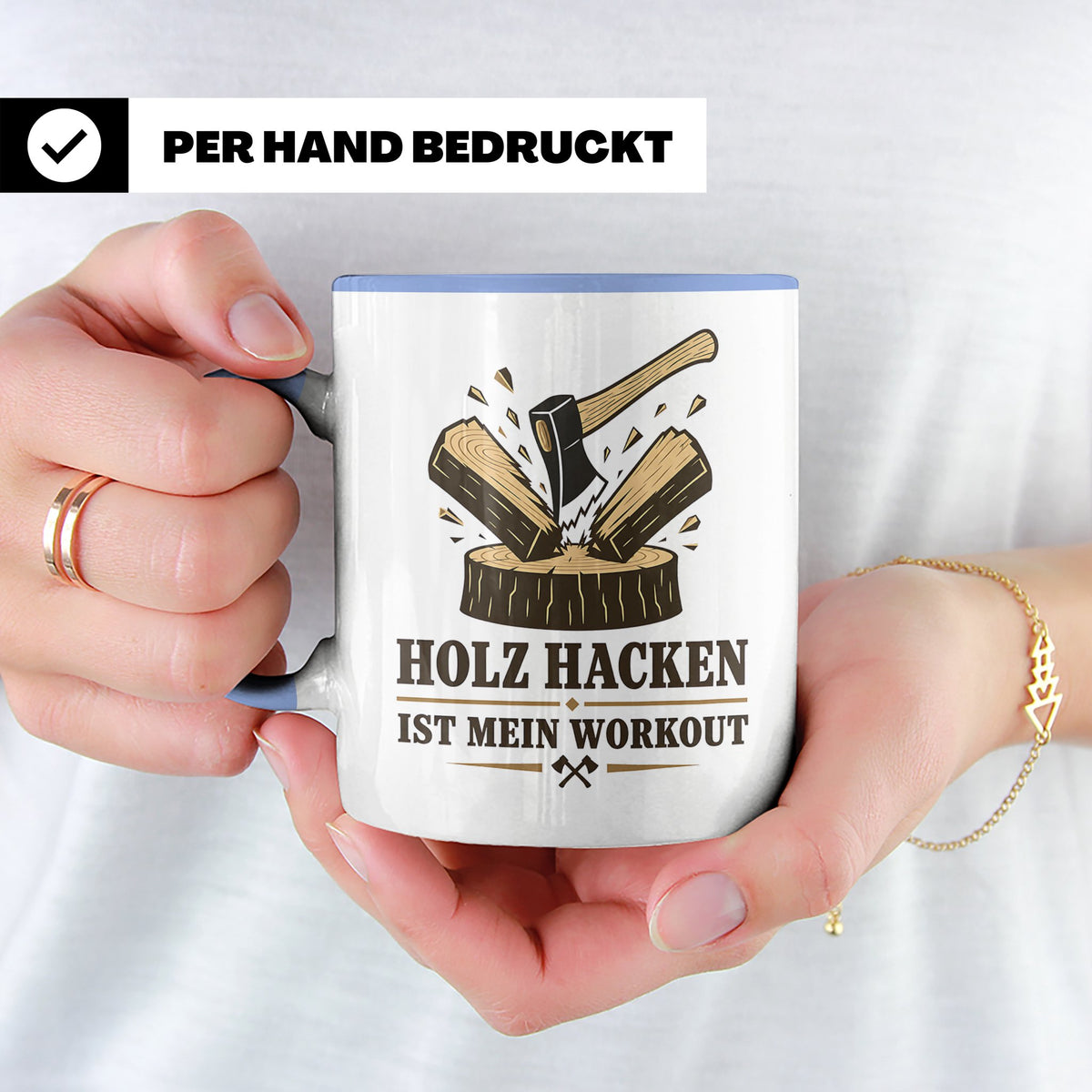 Holz hacken Tasse ist mein Workout - Lustiges Geschenk für H – Blau [farbe:blau]