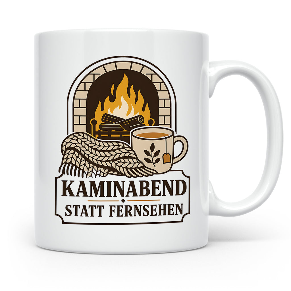 Kamin Tasse Kaminabend statt Fernsehen - Gemütliches Geschen – Weiß [farbe:weiß]