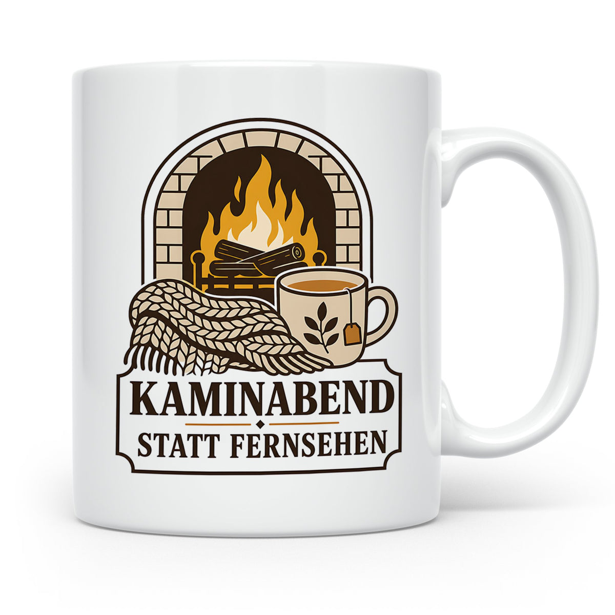 Kamin Tasse Kaminabend statt Fernsehen - Gemütliches Geschen – Weiß [farbe:weiß]