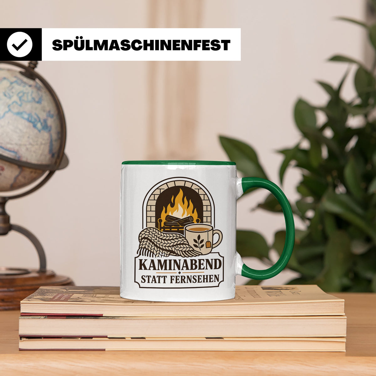 Kamin Tasse Kaminabend statt Fernsehen - Gemütliches Geschen – Grün [farbe:grün]