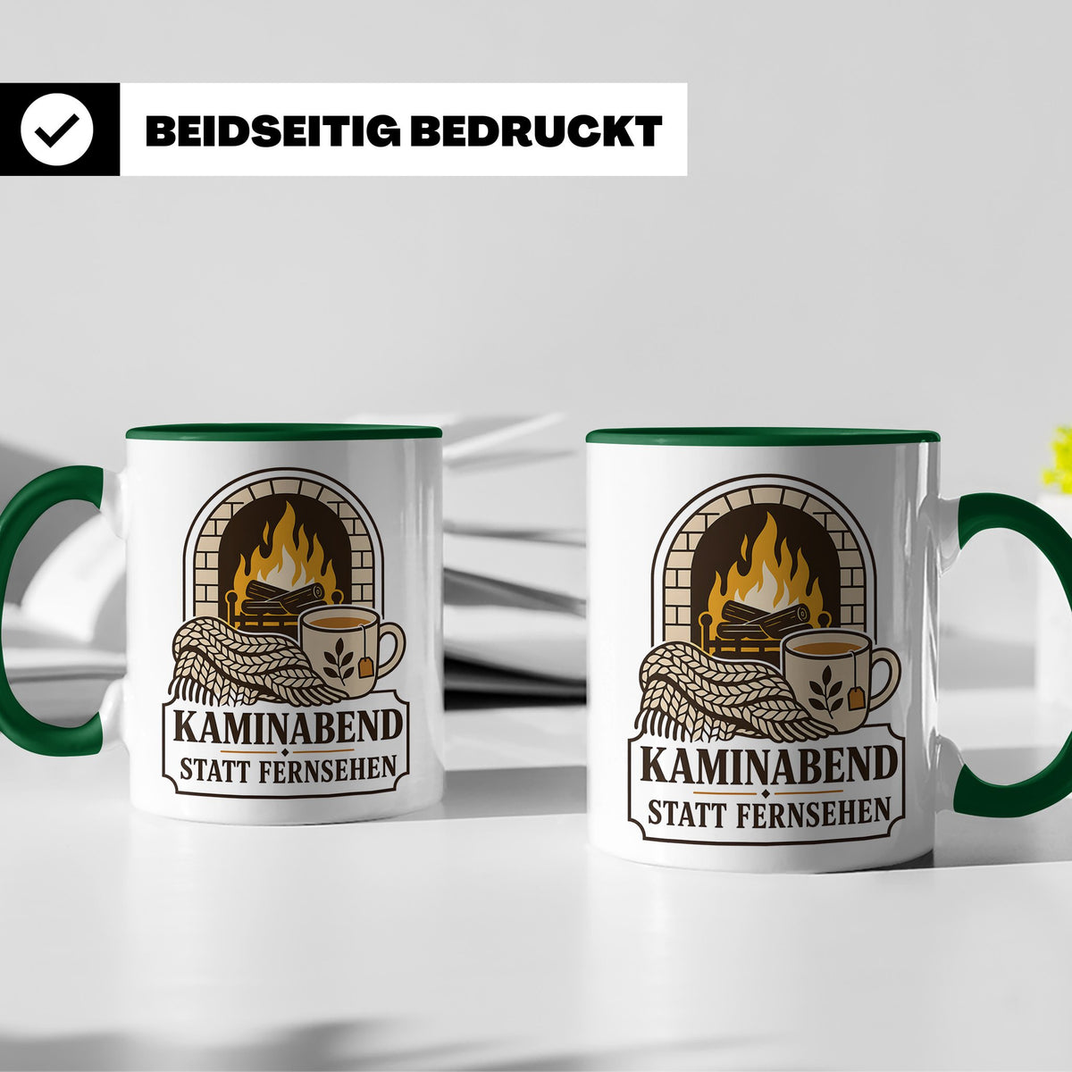 Kamin Tasse Kaminabend statt Fernsehen - Gemütliches Geschen – Grün [farbe:grün]