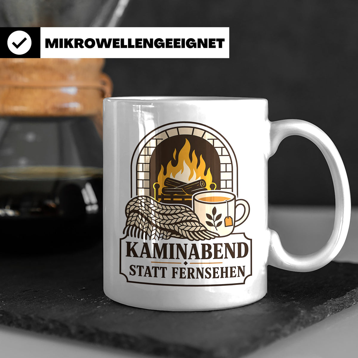 Kamin Tasse Kaminabend statt Fernsehen - Gemütliches Geschen – Weiß [farbe:weiß]