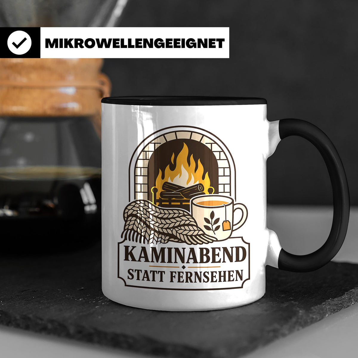 Kamin Tasse Kaminabend statt Fernsehen - Gemütliches Geschen – Schwarz [farbe:schwarz]