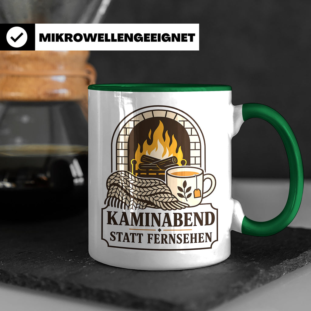 Kamin Tasse Kaminabend statt Fernsehen - Gemütliches Geschen – Grün [farbe:grün]