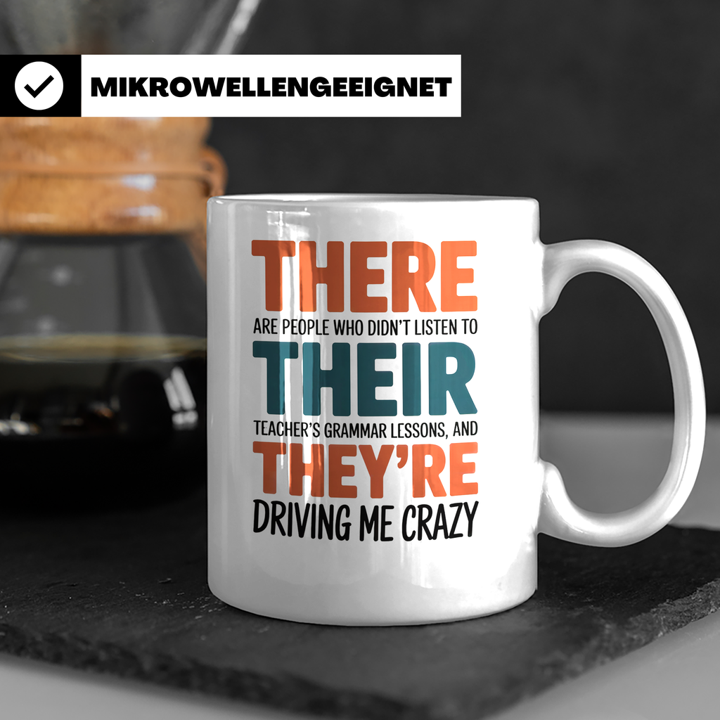 Grammatik Lehrer Kaffeetasse - Korrekturlesen & Deutschlehre – Weiß [farbe:weiß]