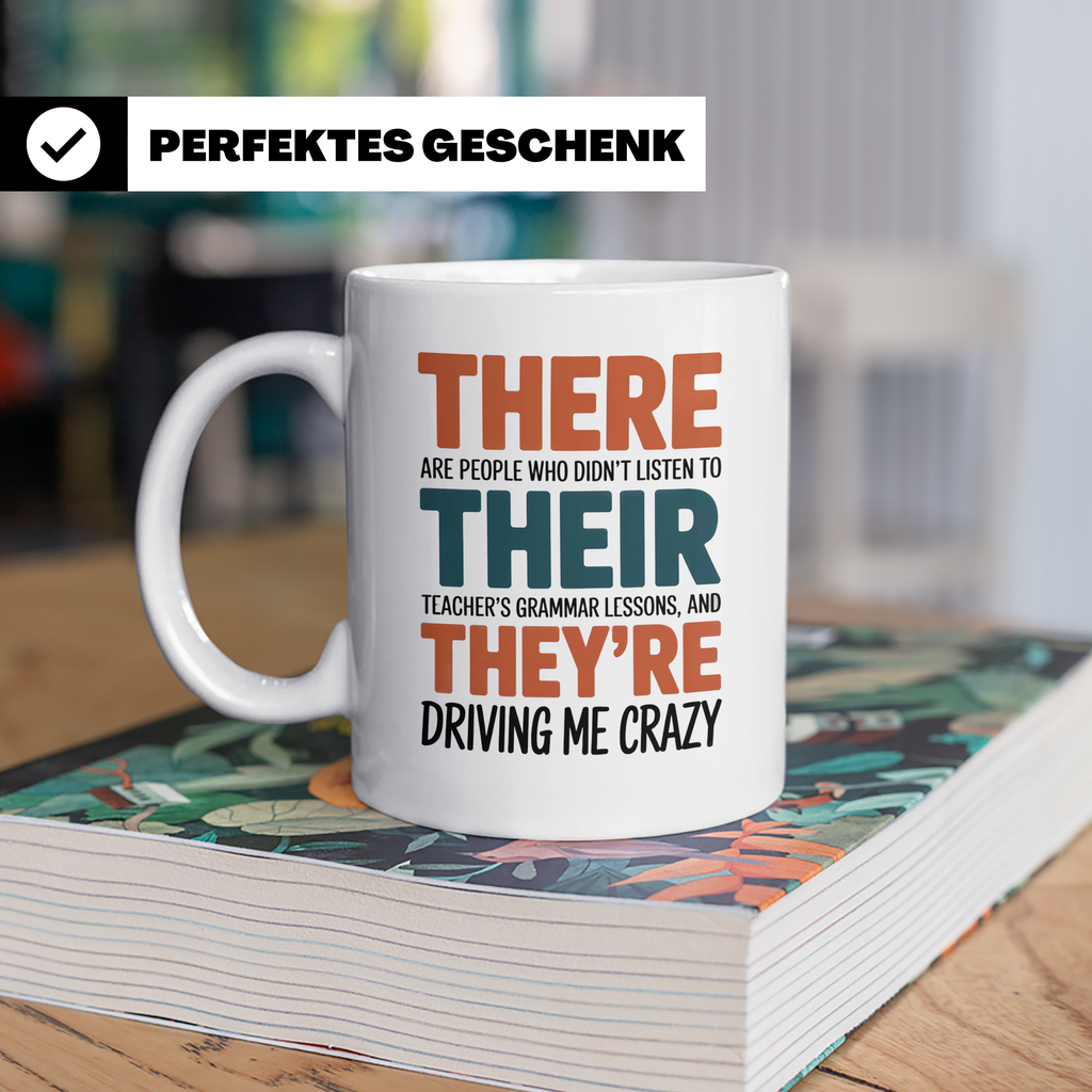 Grammatik Lehrer Kaffeetasse - Korrekturlesen & Deutschlehre – Weiß [farbe:weiß]