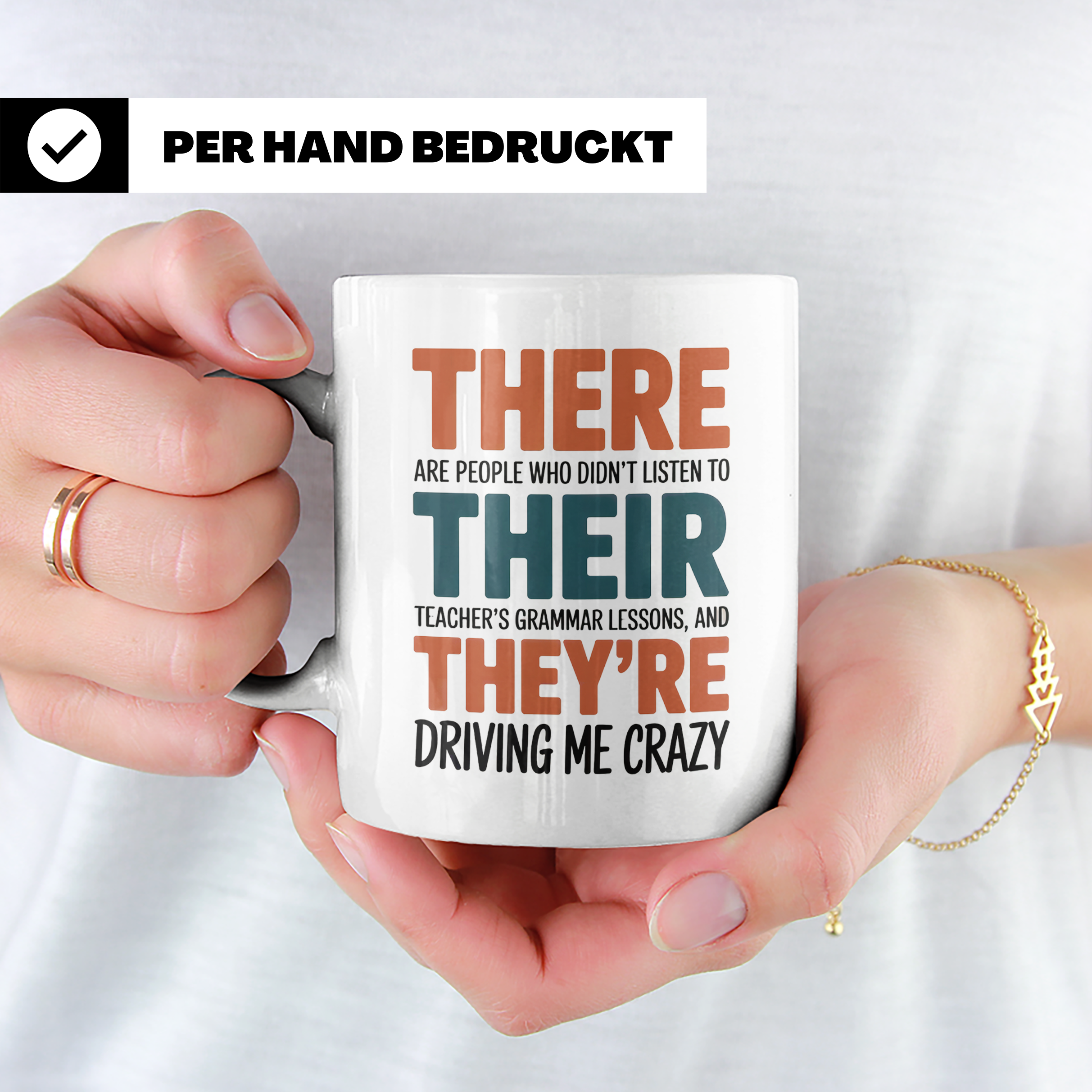 Grammatik Lehrer Kaffeetasse - Korrekturlesen & Deutschlehre – Weiß [farbe:weiß]