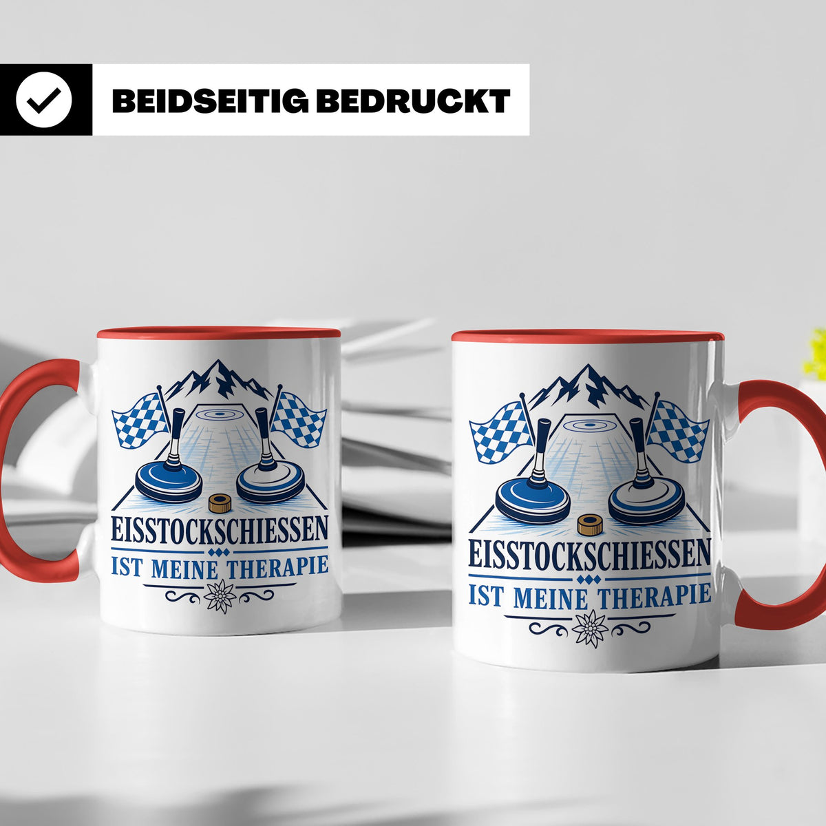 Eisstockschießen Tasse ist meine Therapie - Geschenk für Eis – Rot [farbe:rot]