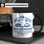 Eisstockschießen Tasse ist meine Therapie - Geschenk für Eis – Schwarz [farbe:schwarz]