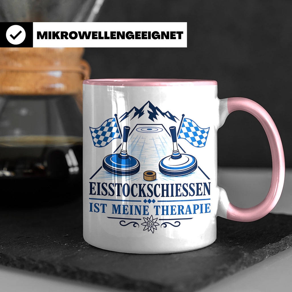 Eisstockschießen Tasse ist meine Therapie - Geschenk für Eis – Rosa [farbe:rosa]