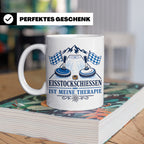 Eisstockschießen Tasse ist meine Therapie - Geschenk für Eis – Weiß [farbe:weiß]