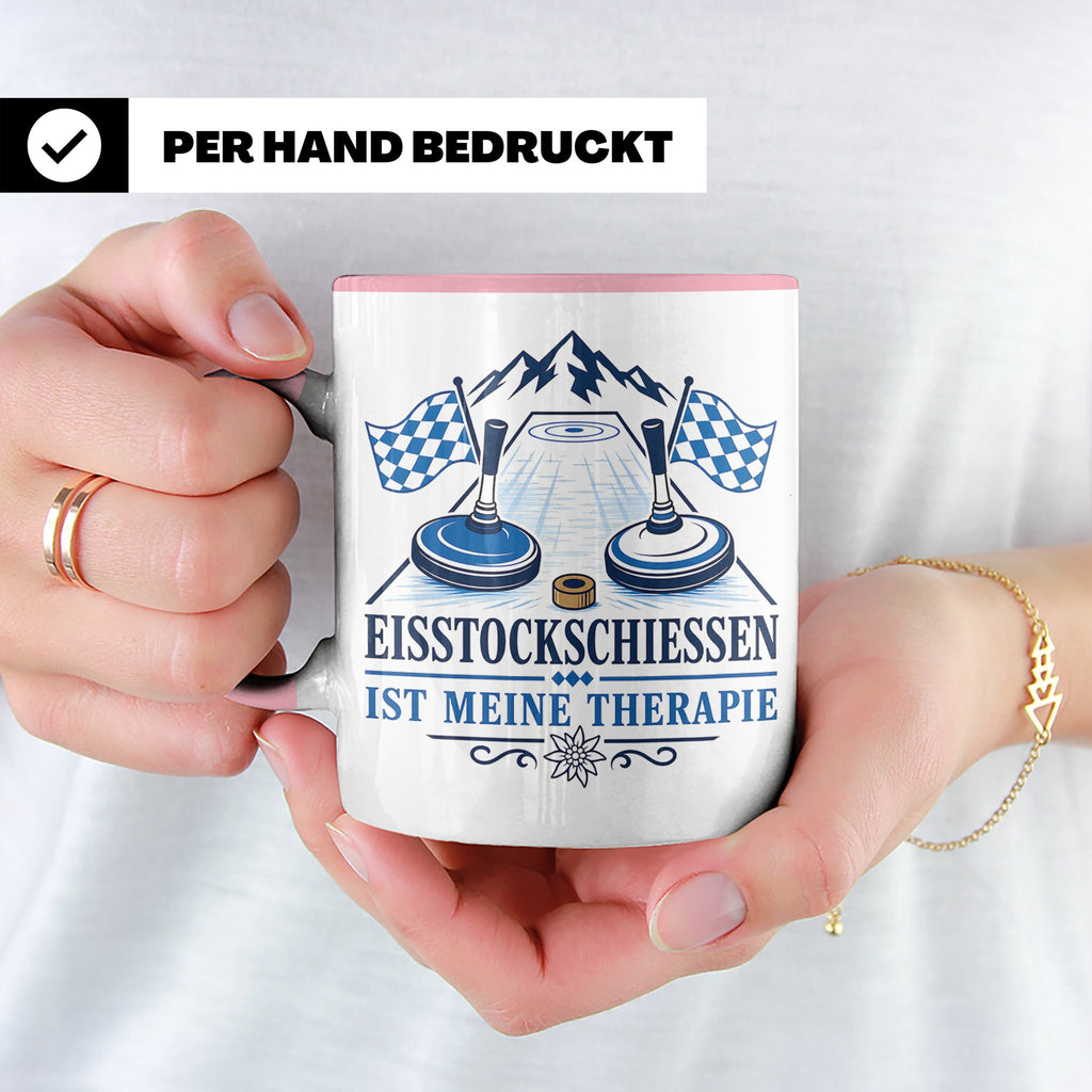 Eisstockschießen Tasse ist meine Therapie - Geschenk für Eis – Rosa [farbe:rosa]