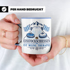 Eisstockschießen Tasse ist meine Therapie - Geschenk für Eis – Blau [farbe:blau]