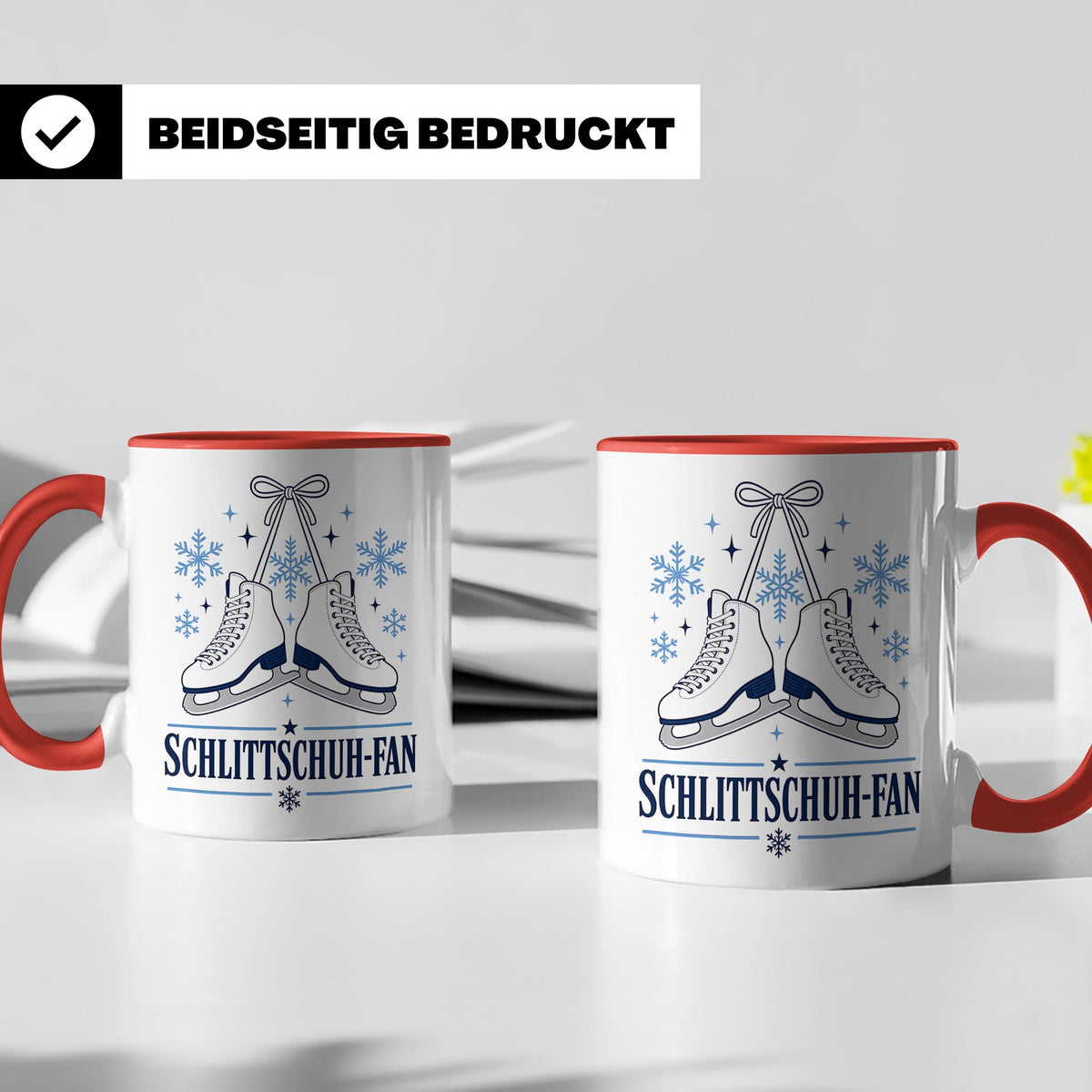 Schlittschuh Tasse Schlittschuh-Fan - Geschenk für Eisläufer – Rot [farbe:rot]