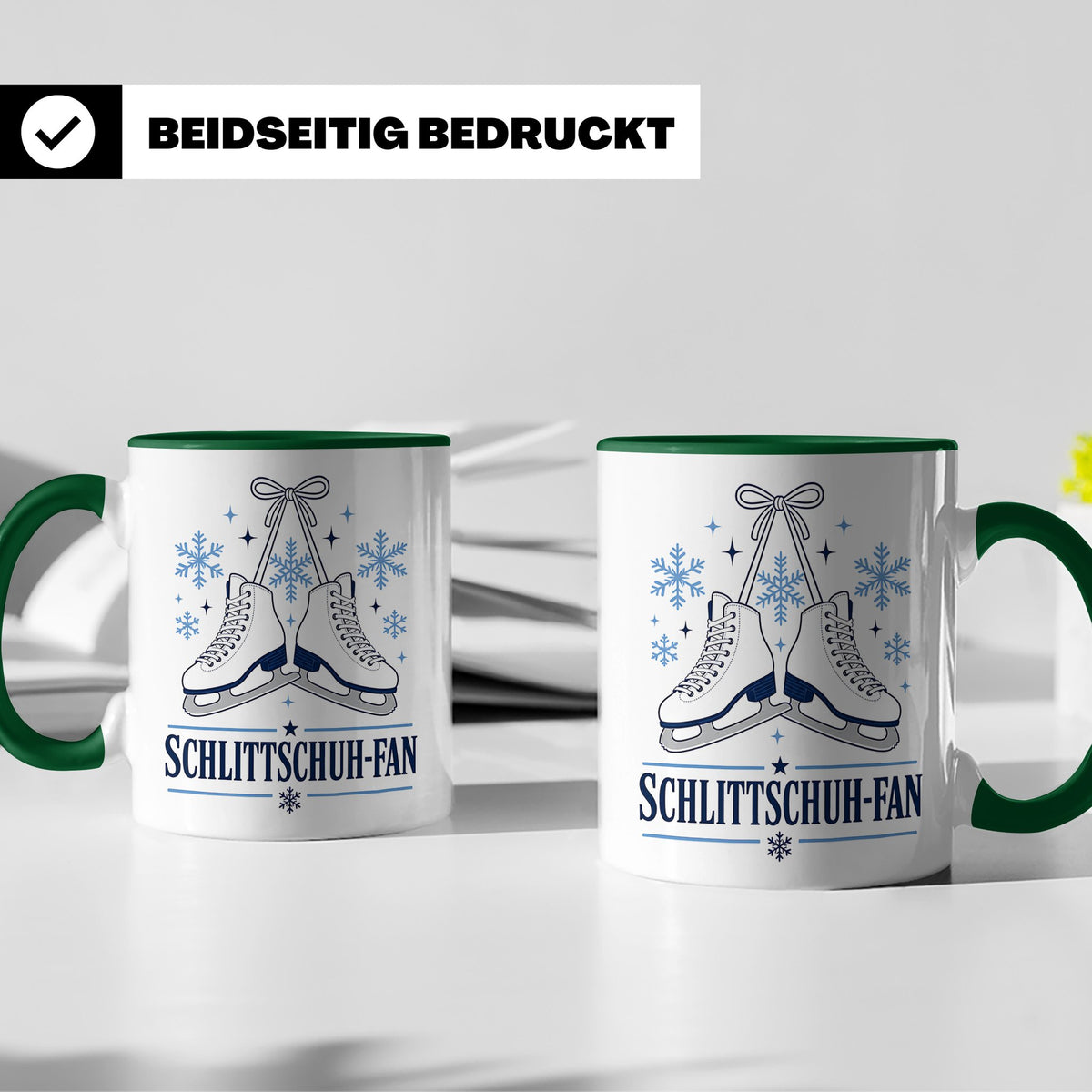 Schlittschuh Tasse Schlittschuh-Fan - Geschenk für Eisläufer – Grün [farbe:grün]