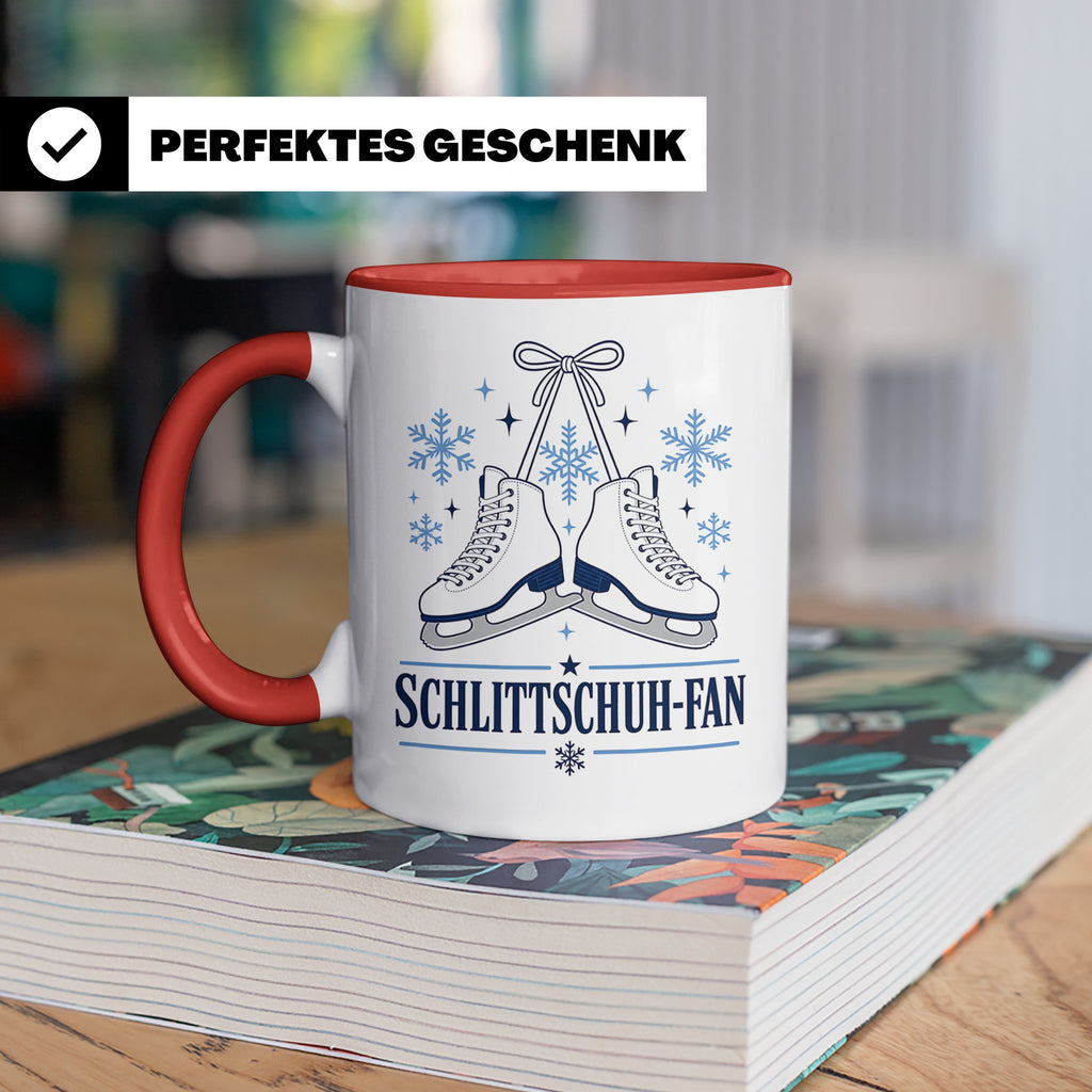 Schlittschuh Tasse Schlittschuh-Fan - Geschenk für Eisläufer – Rot [farbe:rot]